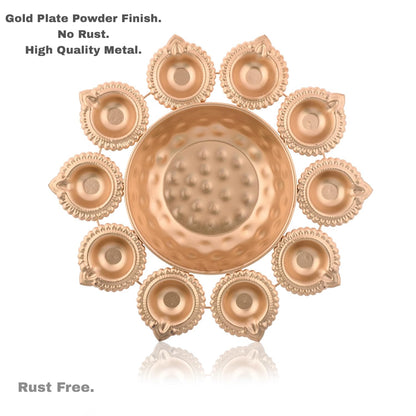 Sajaavat™ Handcrafted Gold Urli Bowl Diya for Peace & Positivity