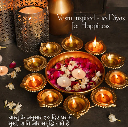 Sajaavat™ Handcrafted Gold Urli Bowl Diya for Peace & Positivity
